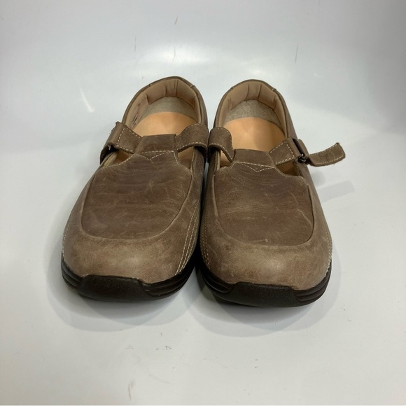 Drew lilac T-strap Velcro shoes tan leather orthotic shoes size 7W - Picture 3 of 8